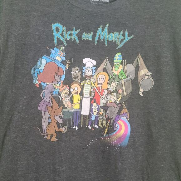 Rick & Morty Adult Swim T-Shirt Mens XL Short Sleeve Gray Crew Neck Polycotton - Picture 2 of 5